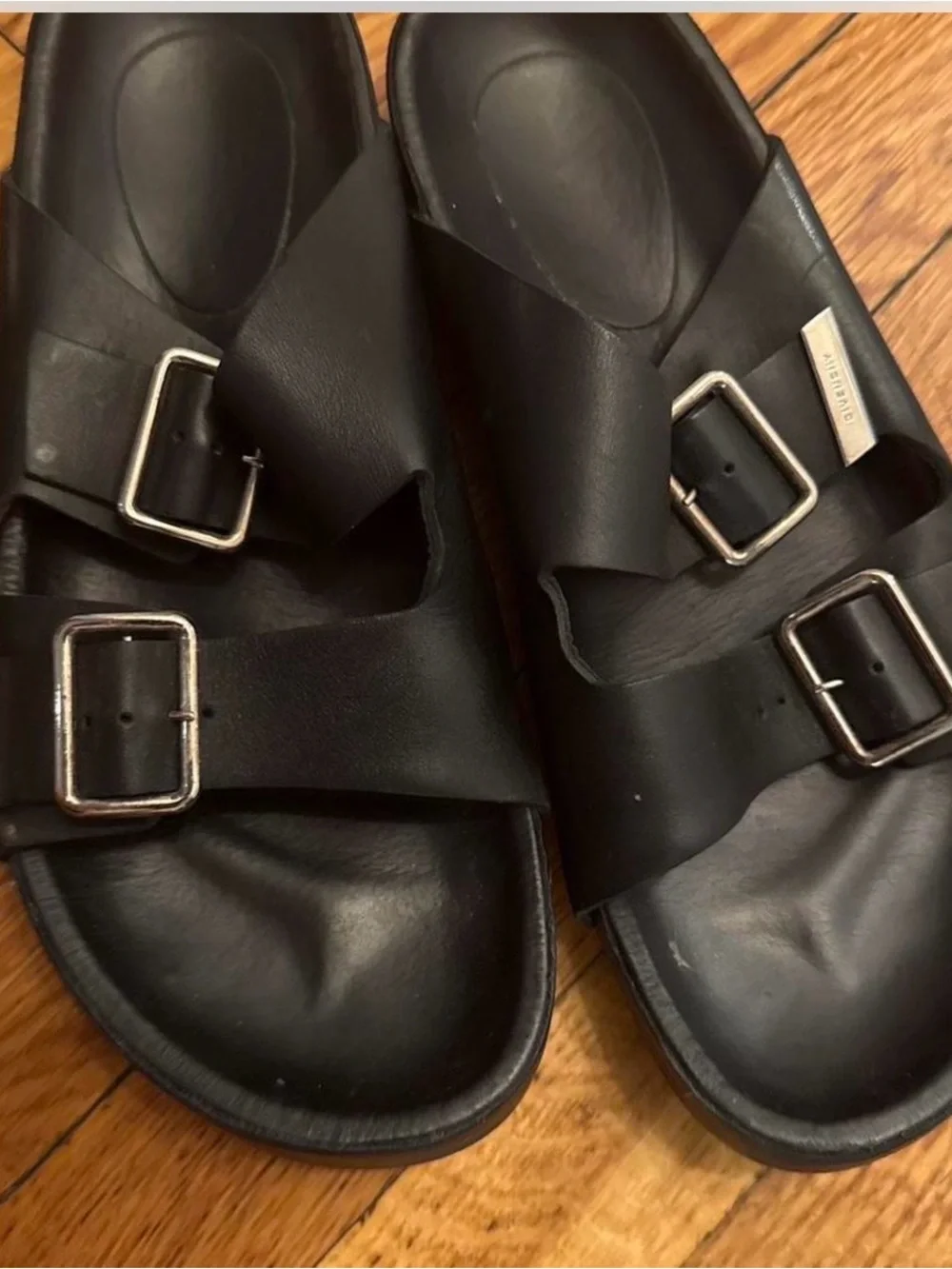 Givenchy Black Leather Double Buckle Slides
